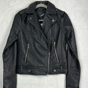 CollectionB New York Black Faux Vegan Leather Moto Motorcycle Jacket